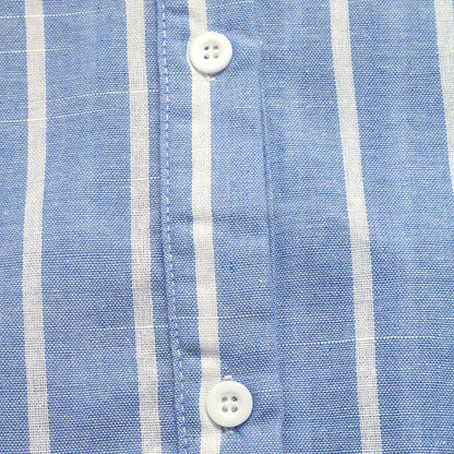 Blue Striped Button Down Shirt Oversized Resort Beach Blouse