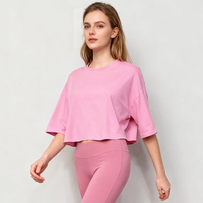 Summer Crop Cotton Tee Women’s Short Sleeve Street Style