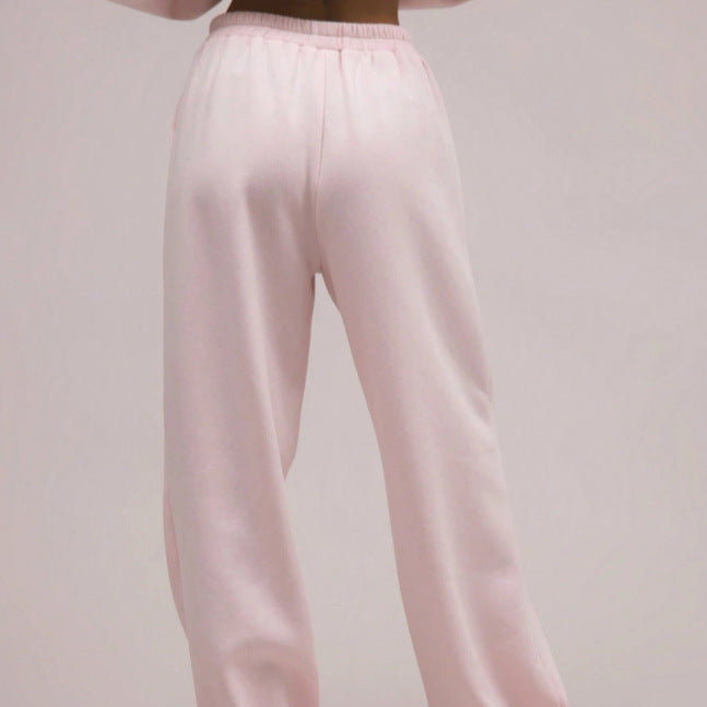 Pink Hoodie Wide Leg Sweatpants Lounge Set