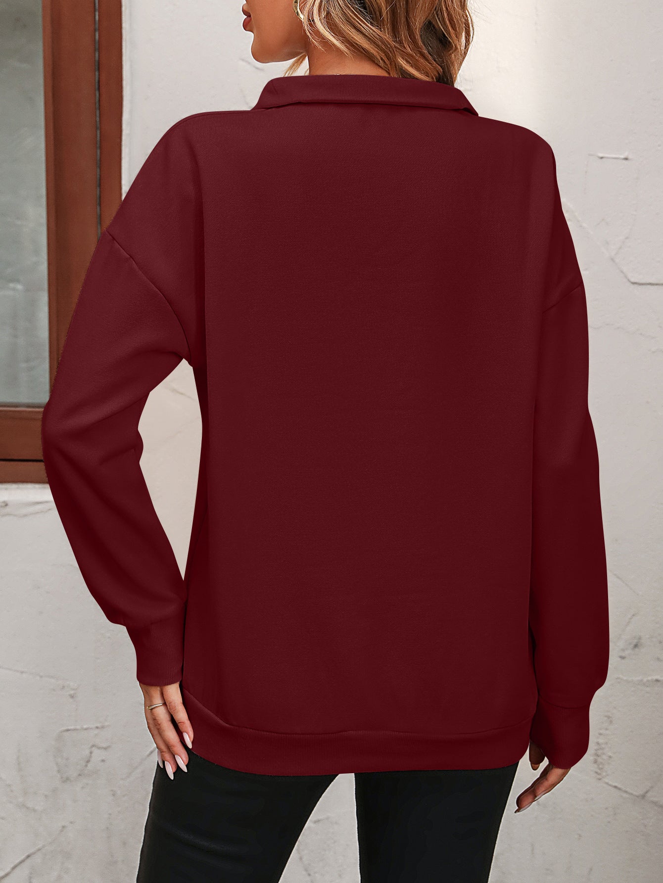Customizable Half Zip Long Sleeve Casual Pullover Sweatshirt