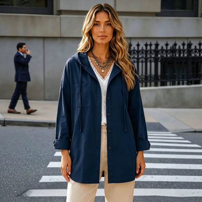 Women's Oversized Hooded Utility Button Up Shacket