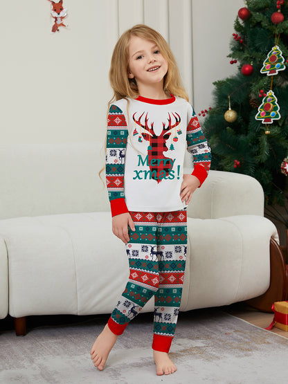 Snowflake Letter Striped Parent-child Dress Printed Christmas Pajamas