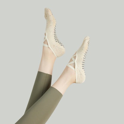 Non Slip Yoga Toe Socks Women Grip Pilates Straps Cotton