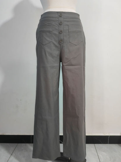 Women's High Waisted Straight Leg Pants with Pockets