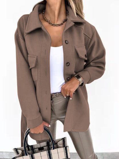 Womens Belted Wool Blend Shacket Jacket