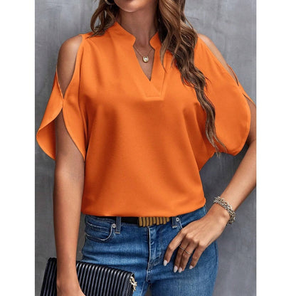 Loose Fit Summer Chiffon Top with Split Sleeves