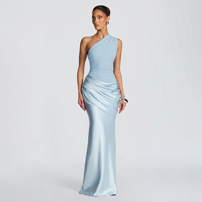 One Shoulder Ruched Bodycon Maxi Dress