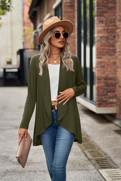 Women's Open Front Long Sleeve Solid Cardigan Sweater