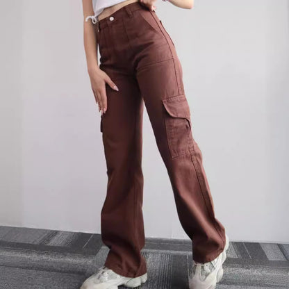 Women's Cotton Straight Leg Cargo Pants Casual