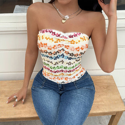 Floral Smocked Tube Top Strapless Summer Going Out Top