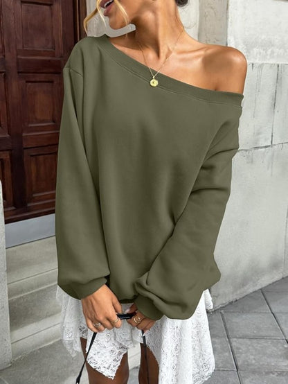Off Shoulder Sweatshirt Women Oversized Casual Pullover