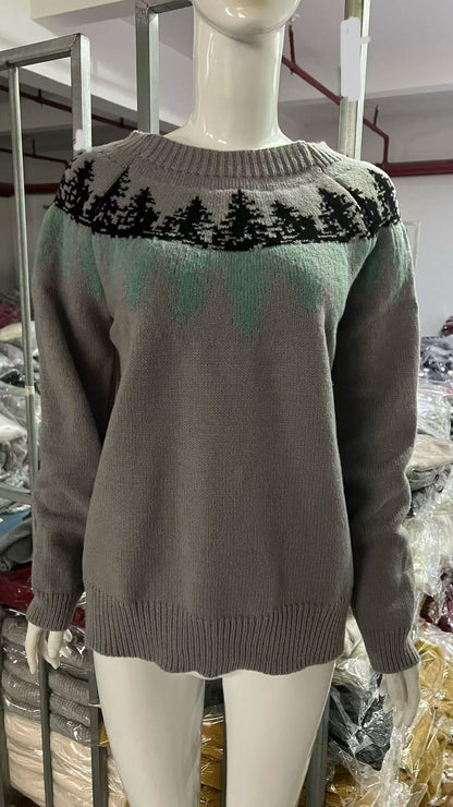 Women's Fair Isle Crewneck Knit Sweater Pullover