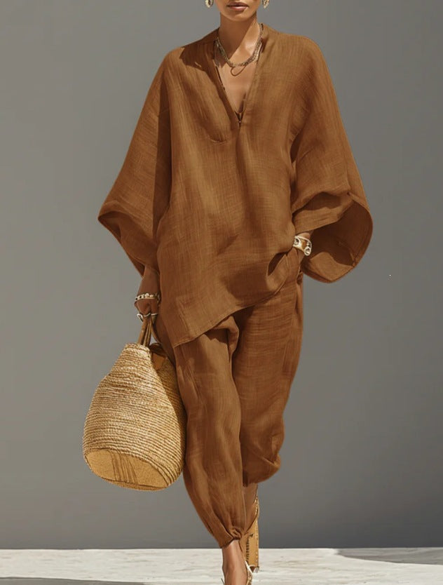Oversized Woven Shirt & Capri Pants Matching Set