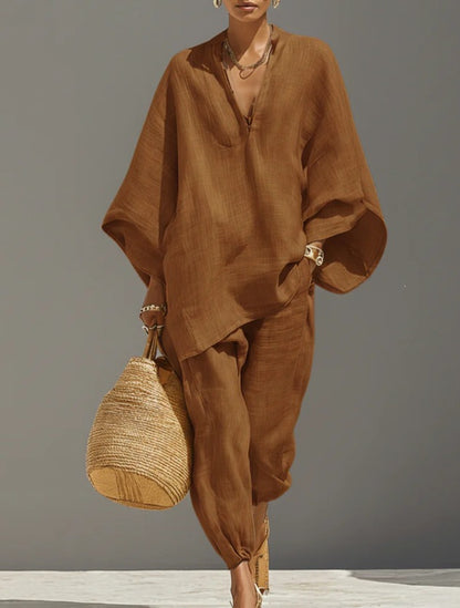 Oversized Woven Shirt & Capri Pants Matching Set