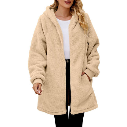 Women's Oversized Sherpa Fleece Zip Up Hooded Jacket