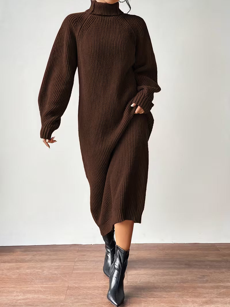 Ribbed Turtleneck Maxi Sweater Dress