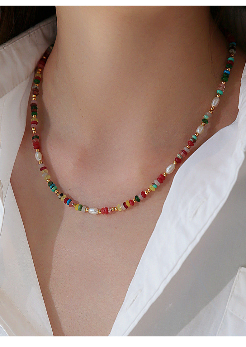 Multicolor Beaded Freshwater Pearl Necklace