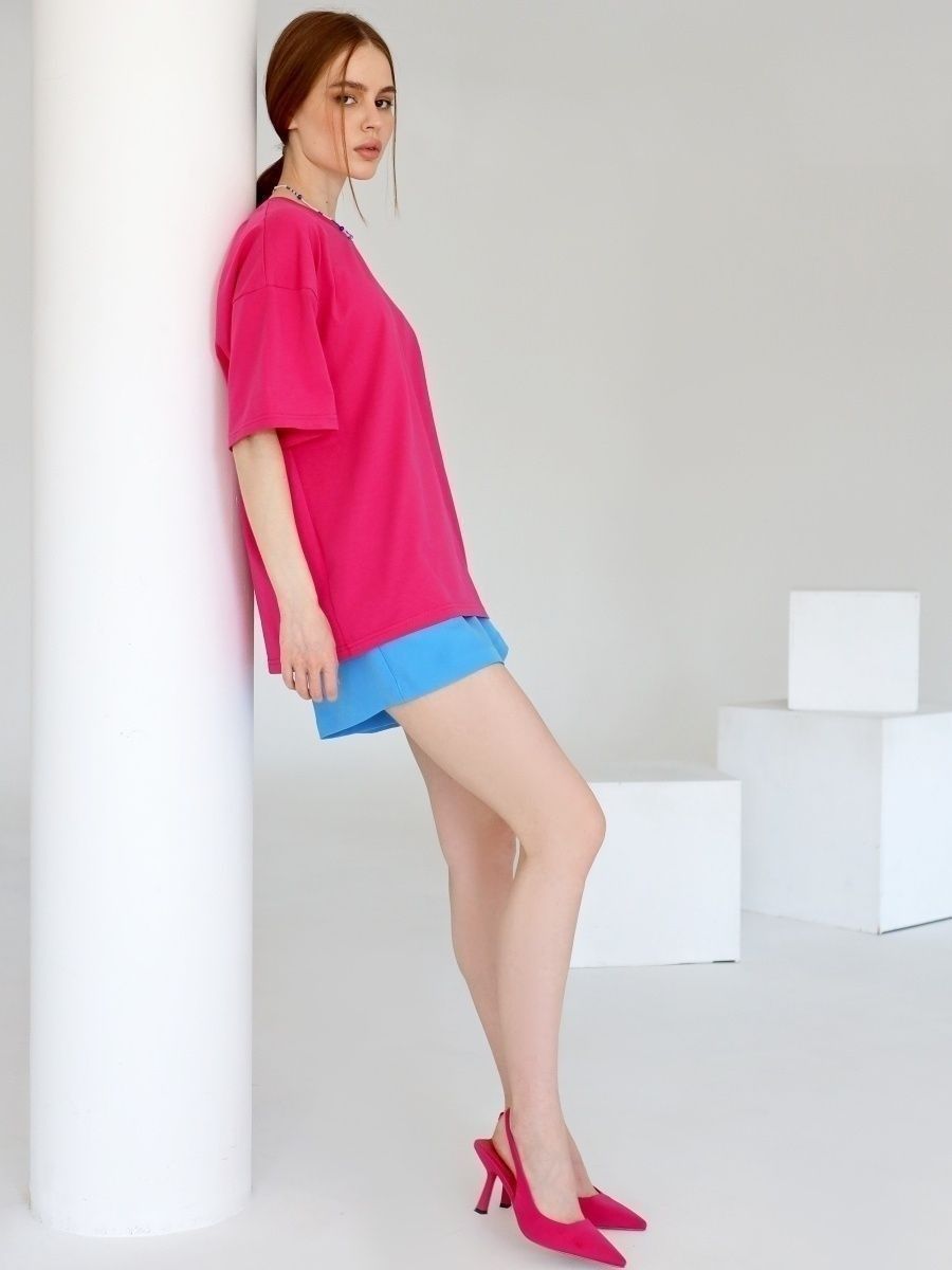 Solid Cotton T Shirt Loose Fit Crewneck Casual Top