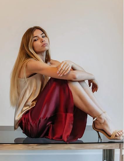 Women's Satin High-Waist Midi Skirt – Elegant Summer Slip Skirt