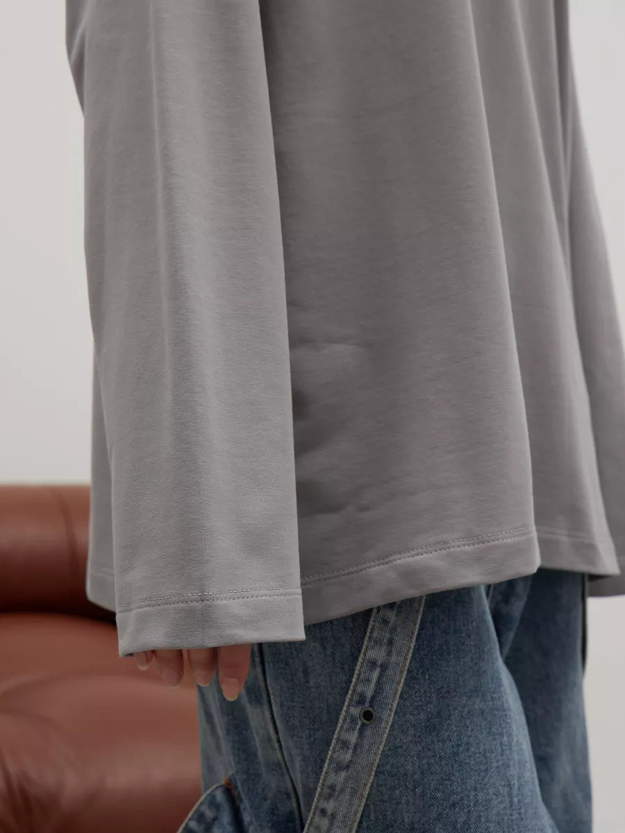 Heavyweight Cotton Long Sleeve Crewneck Oversized T Shirt