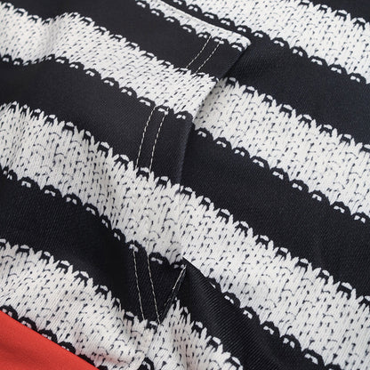 Women's Black and White Striped Pullover Hooded Casual Versatile Sweater