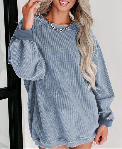 Women's Oversized Washed Crewneck Sweatshirt Pullover