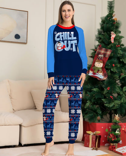 Snowman Alphabet Parent-child Dress Printed Christmas Pajama Set