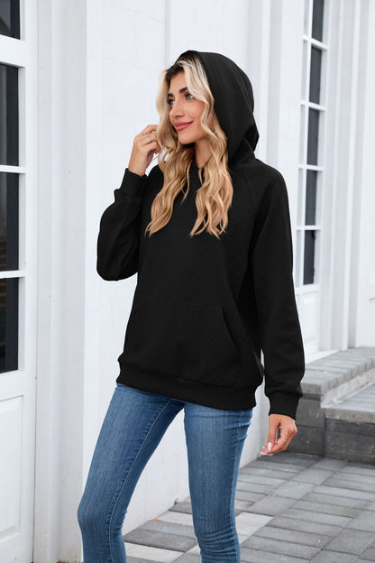 Women's Oversized Textured Hoodie Pullover with Pocket