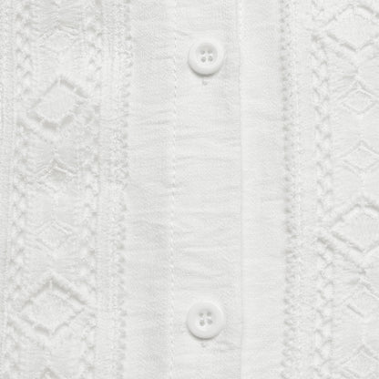 Vintage Lace Trim Ruffle Neck Button Front Blouse