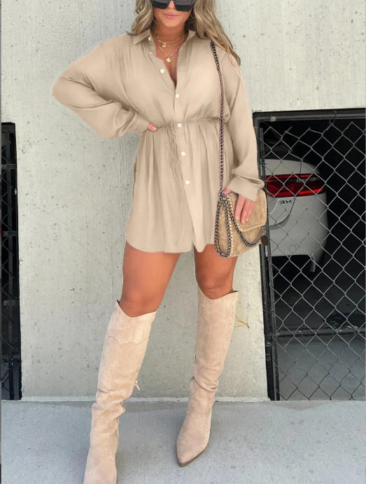 Women's Solid Long Sleeve Button Down Romper