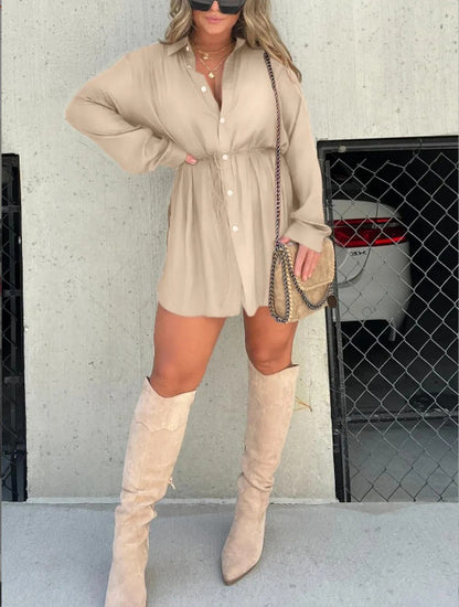 Women's Solid Long Sleeve Button Down Romper