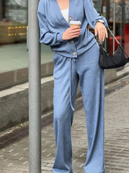 Women's Soft Cotton Cardigan & Pants Lounge Set