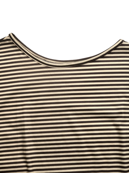 Striped One Shoulder Choker Neck Tee Casual Summer Top