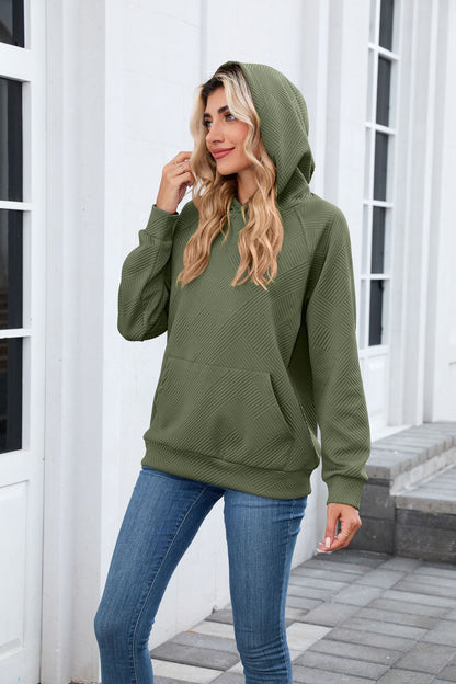 Women's Oversized Textured Hoodie Pullover with Pocket