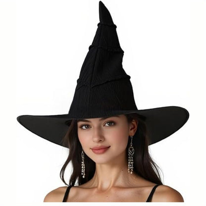 Halloween Pleated Witch Hat Wide Brim Costume Party Hat