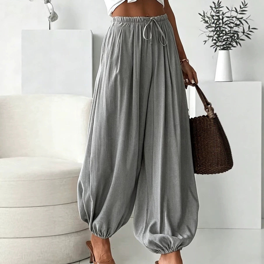 Women's Boho Drawstring Elastic Waist Harem Pants