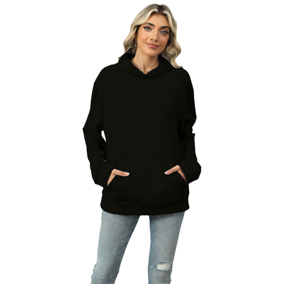 Women's Oversized Solid Pullover Hoodie with Pocket