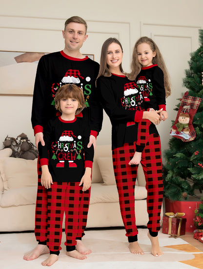 Plaid Alphabet Parent-Child Printed Christmas Pajama Set