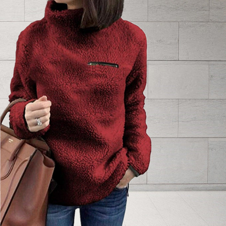 Half Zip Mock Neck Knit Sweater Top Long Sleeve Slim Fit