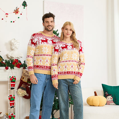 Family Matching Reindeer Snowflake Knit Christmas Sweater