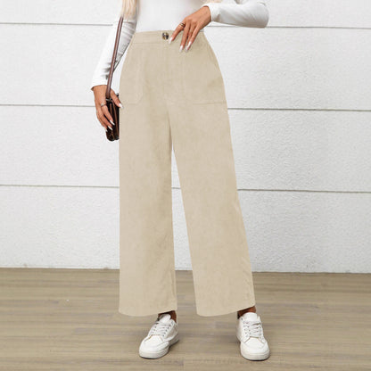 Women's Corduroy Wide Leg Pants with Pockets