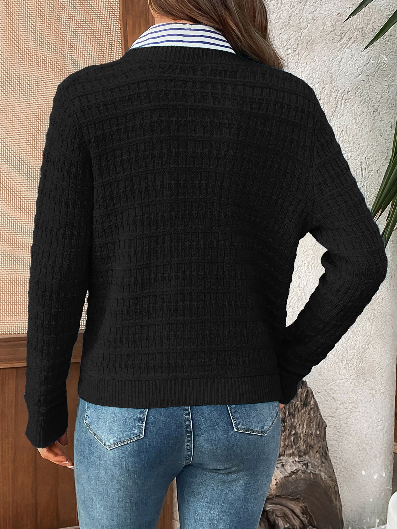 Classic Knit Button Cardigan Sweater with Textured Pattern