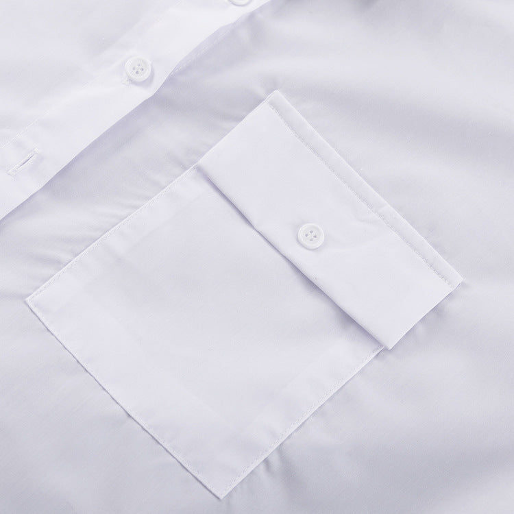 Oversized White Button Down Shirt With Tie Long Sleeve