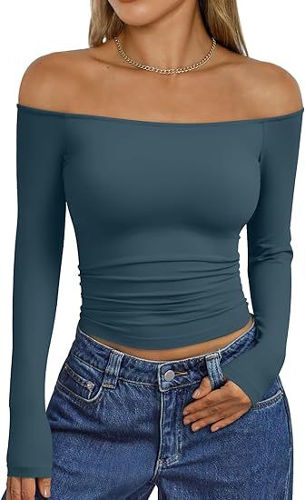 Women's Y2K Off Shoulder Long Sleeve Going Out Top