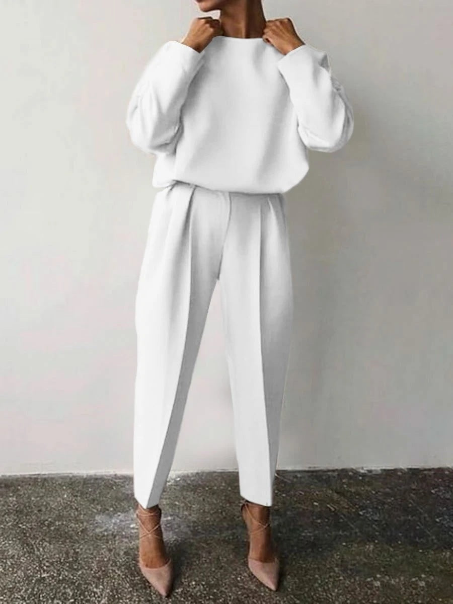 Women's Solid Oversized Two Piece Pants Set Casual Chic