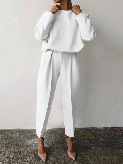 Women's Solid Oversized Two Piece Pants Set Casual Chic