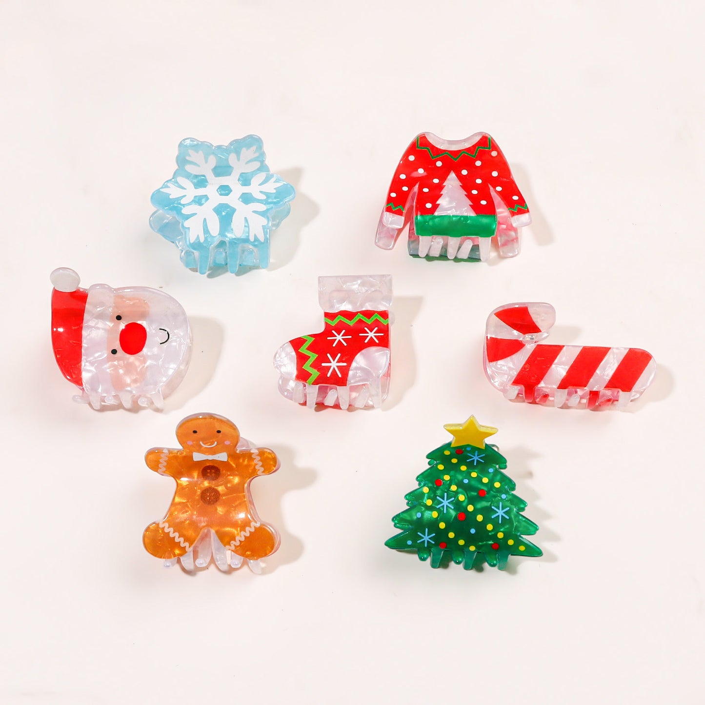 Christmas Claw Clips Gingerbread Santa Tree Snowflake