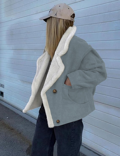 Women's Oversized Sherpa Lined Suede Jacket Winter Coat