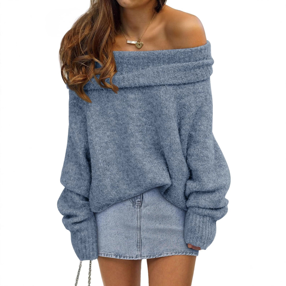 Women's Off Shoulder Batwing Oversized Chunky Knit Sweater