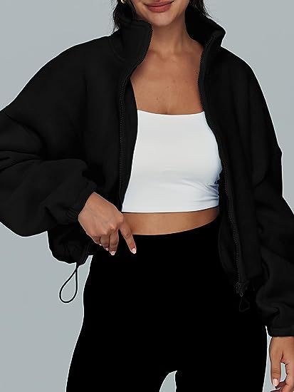 Women's Oversized Fleece Zip Up Stand Collar Jacket
